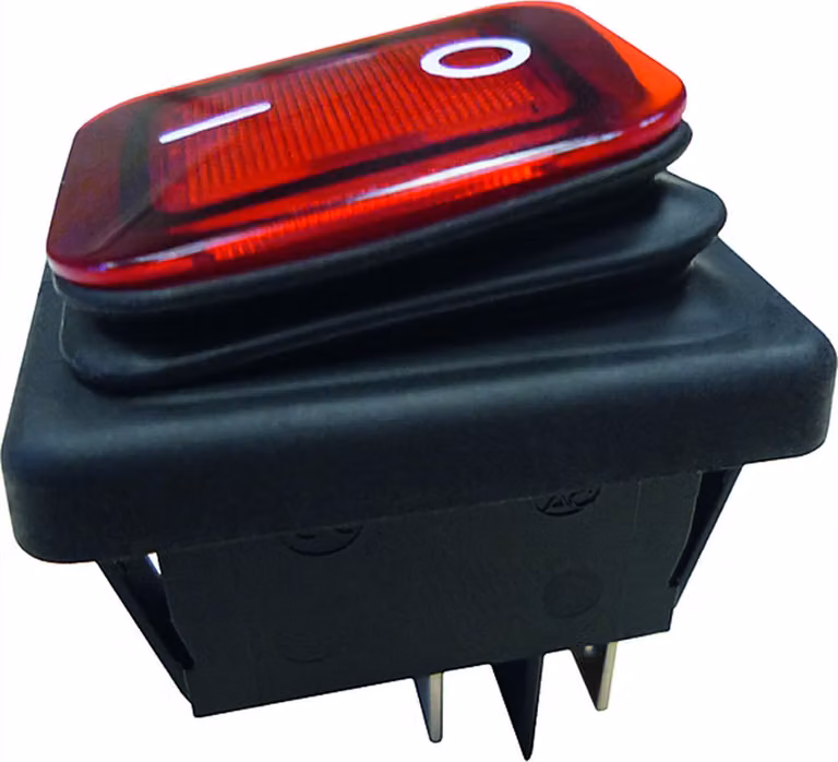 Interruttore a bilanciere BACHMANN serie 3627, interruttore di spegnimento, carico, 2 poli, IP65, nero / rosso