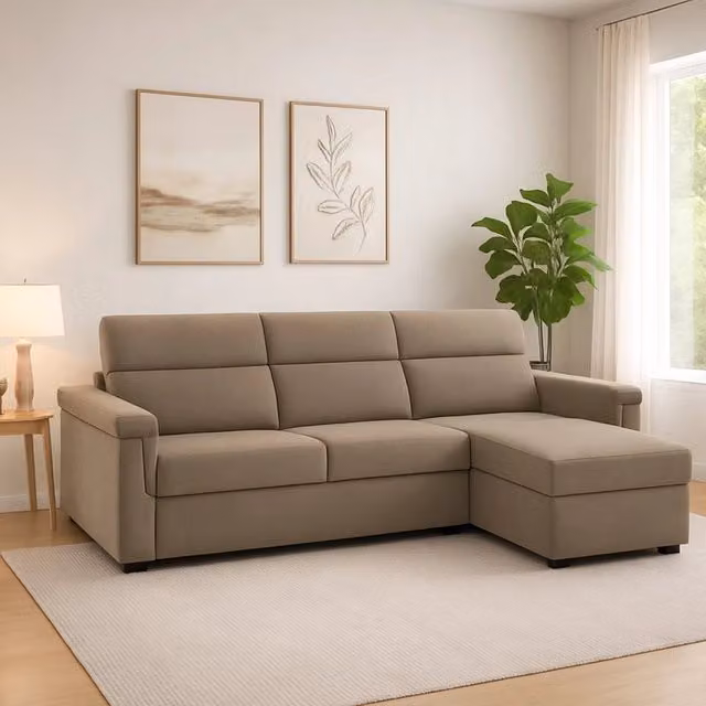 Divano a L DMORA Cintano Grigio con Penisola Reversibile e Rivestimenti Sfoderabili L/P/H: 285 x 160 x 45 cm