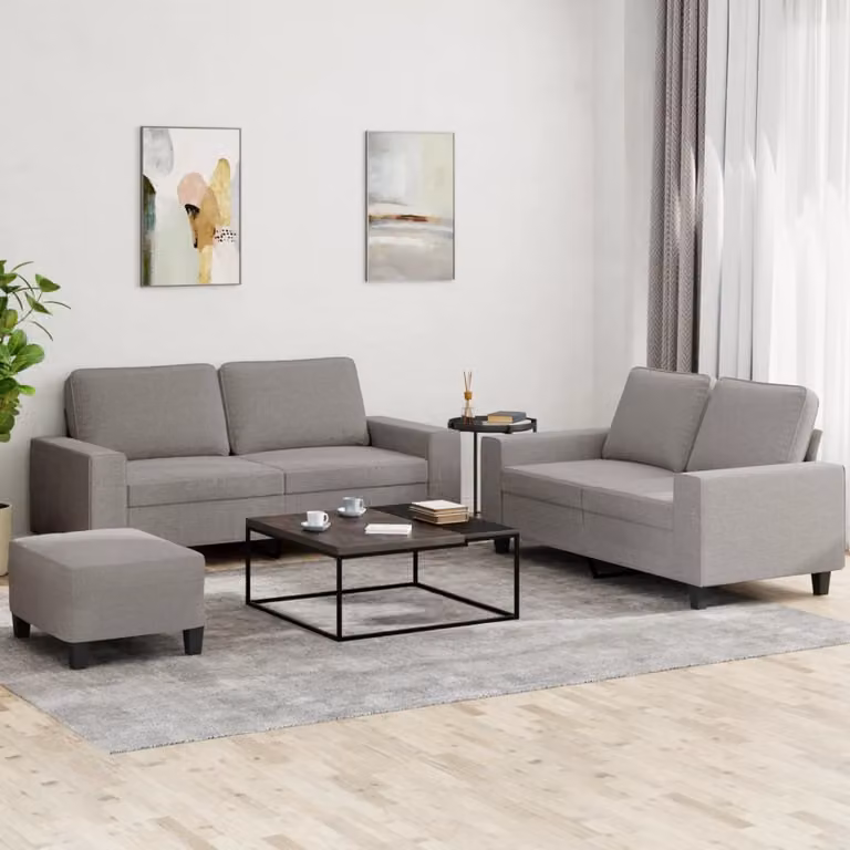 Maison Exclusive - Set di divani a 3 posti in tessuto color taupe
