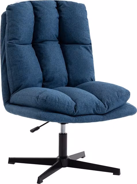 Poltrona da salotto girevole 360 con braccioli e rivestimento in velluto Aosom, Blu – 1