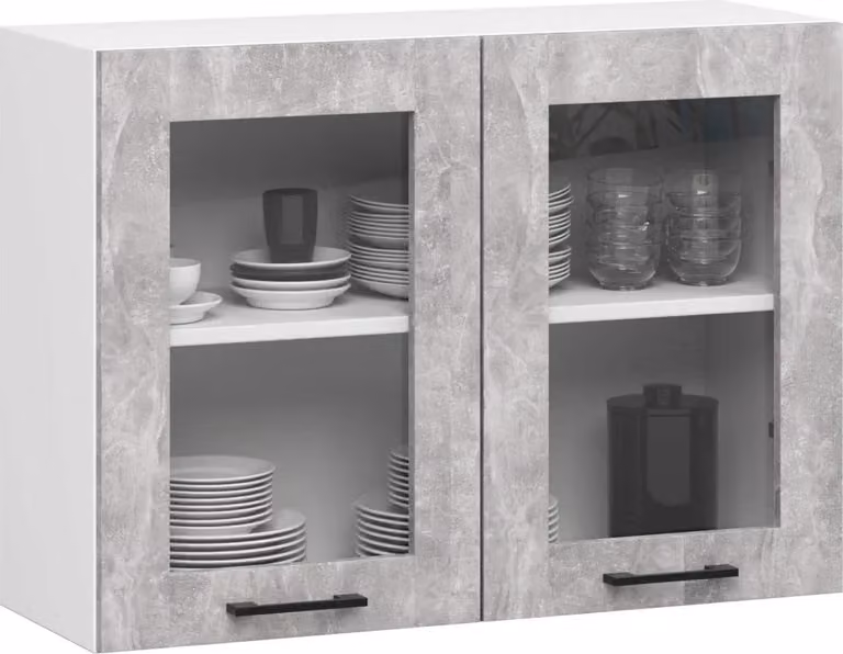Vetrina a parete 80 cm VERMINA - bianco / cemento