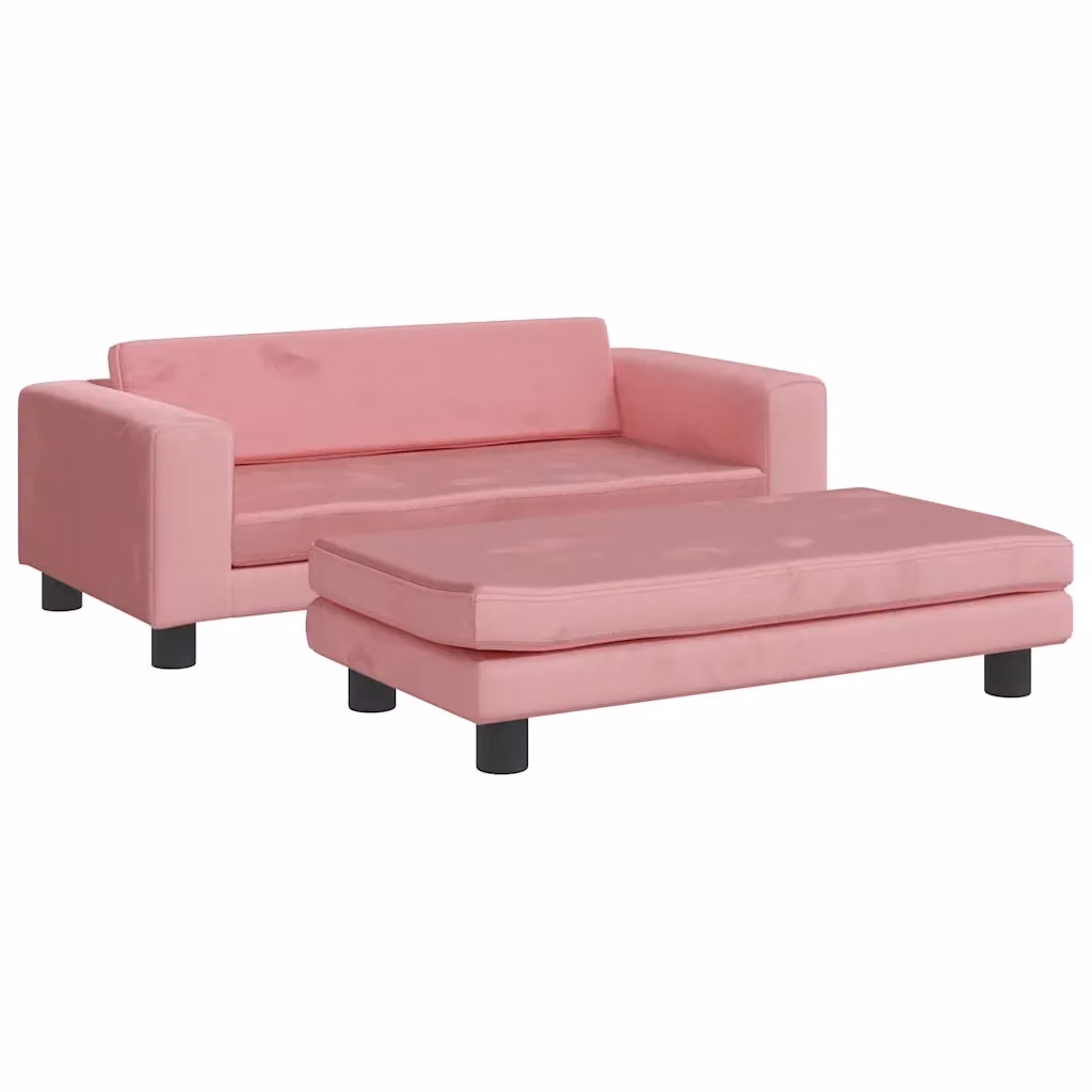 Divano per bambini Design Mania con poggiapiedi in velluto rosa L 100 cm, P 50 cm, H 30 cm – 2