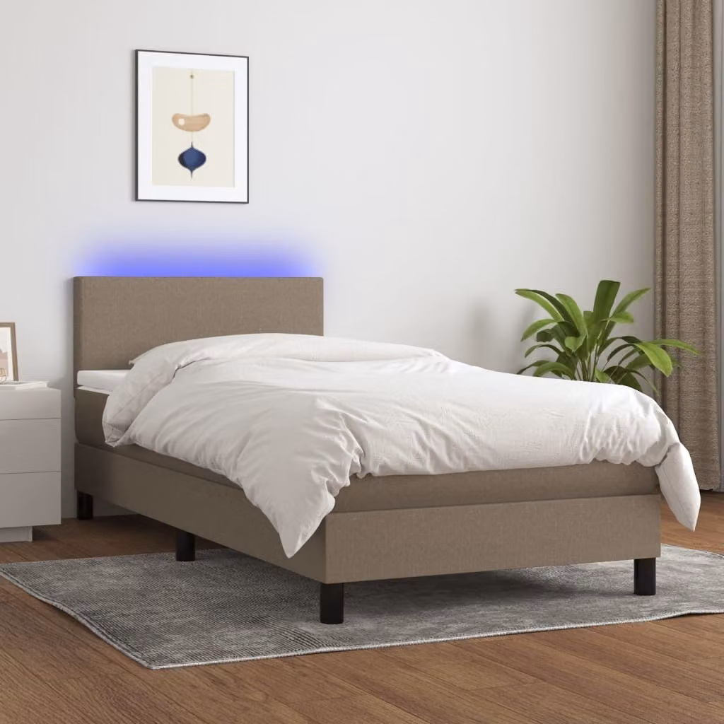Maison Exclusive - Letto a Molle con Materasso e LED Tortora 80x200 cm in Tessuto