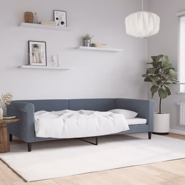 Letto da giorno moderno vidaXL in velluto grigio con struttura in legno e metallo L/P/H: 200 x 100 x 68 cm