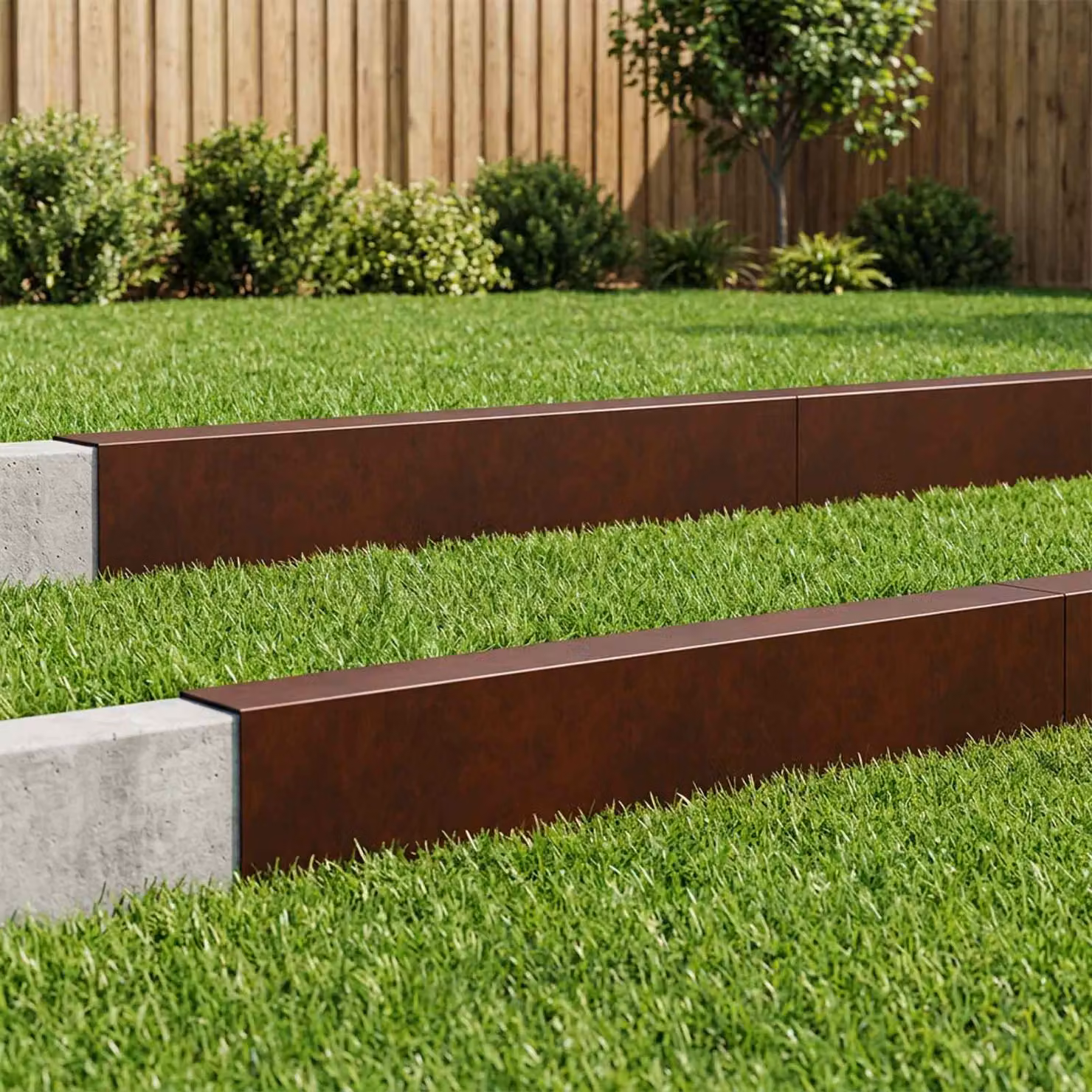 Set di 10 profili di copertura per giardino vidaXL in acciaio, colore marrone, L 100 x P 15 x H 15 cm