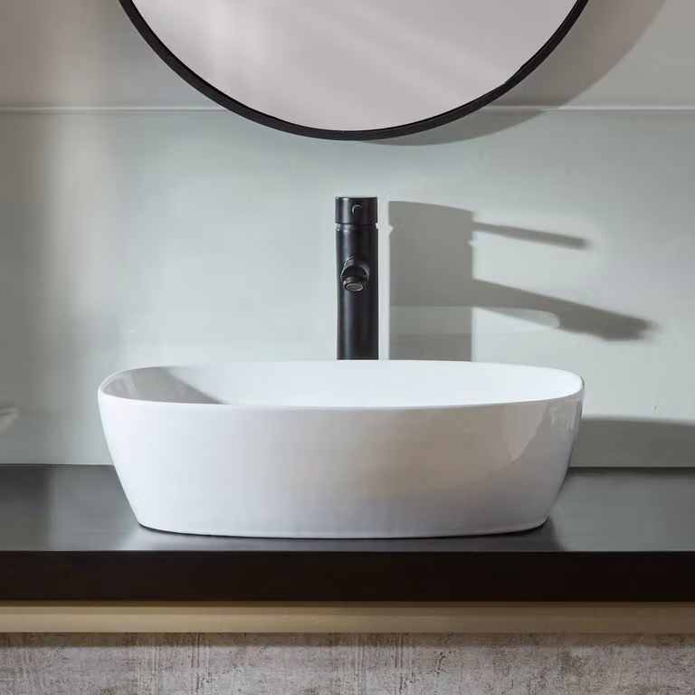 Lavabo d'Appoggio Ovale - 500mm x 390mm (Senza Fori per la Rubinetteria)
