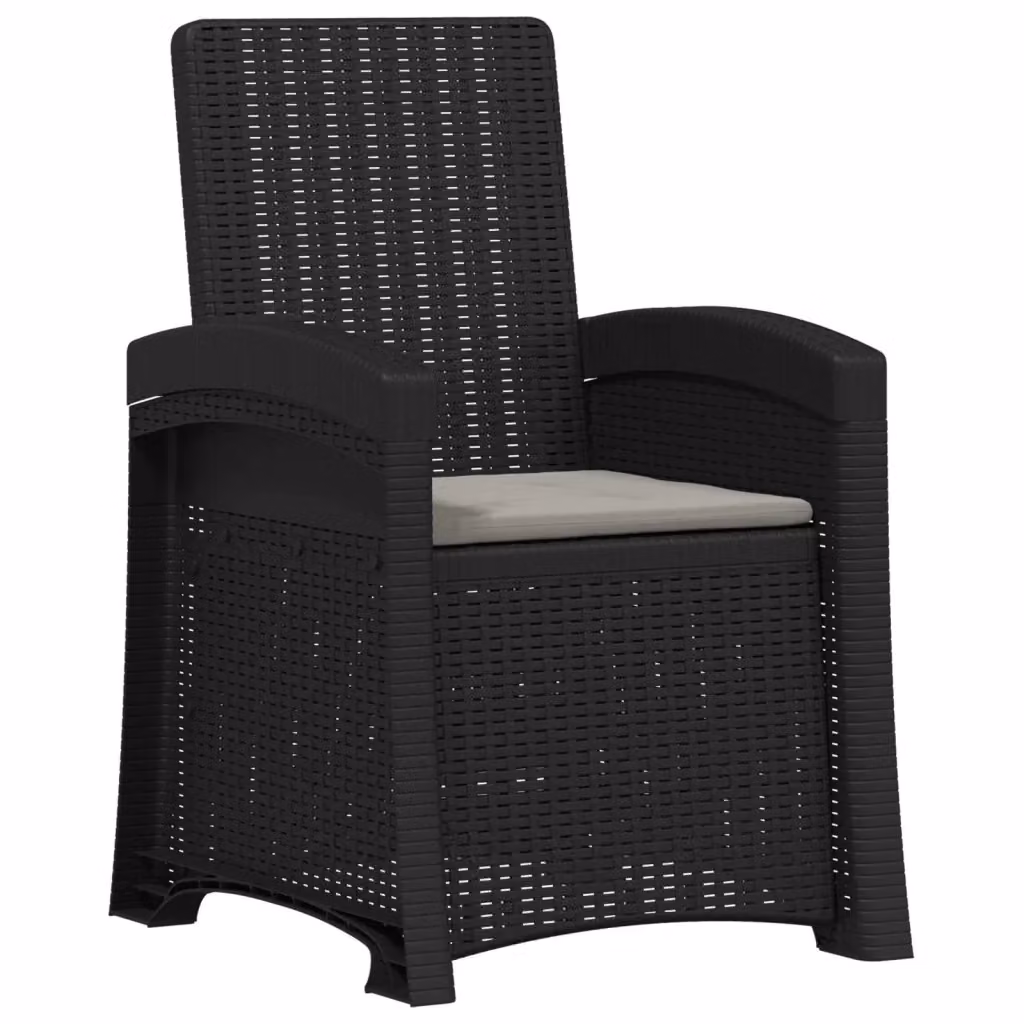 Sedia da giardino reclinabile vidaXL effetto rattan in plastica resistente alle intemperie colore grigio antracite – 2