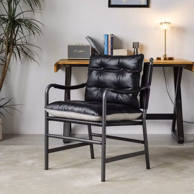 Poltrona in similpelle ¨C Minimal ¨C grigio scuro, gambe in metallo, 72x76x83 cm