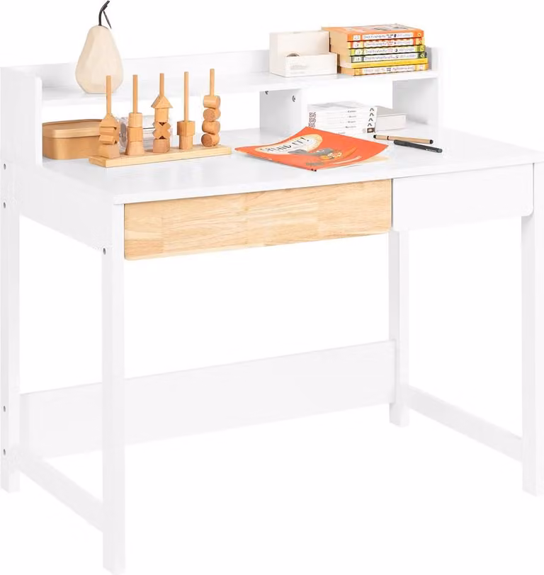 Scrivania ad angolo con spazio di archiviazione - FWT106-W - Scrivania per ufficio e casa - 2 ripiani - Bianco