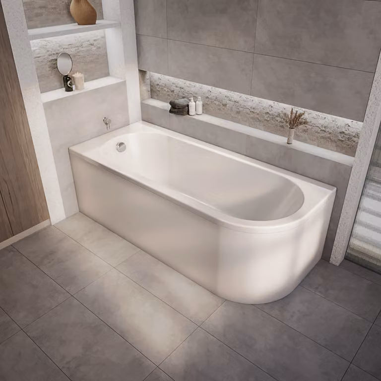 Vasca da Bagno Moderna con Angolo Arrotondato da 1700 mm x 725 mm - Opzioni Sinistra/Destra - Otterton