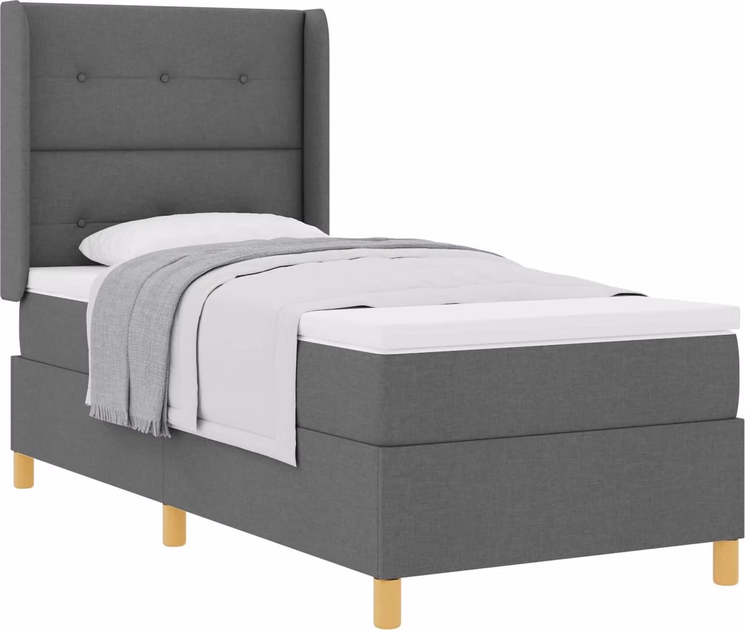 Letto a molle con materasso Grigio scuro 80 x 200 cm Tessuto