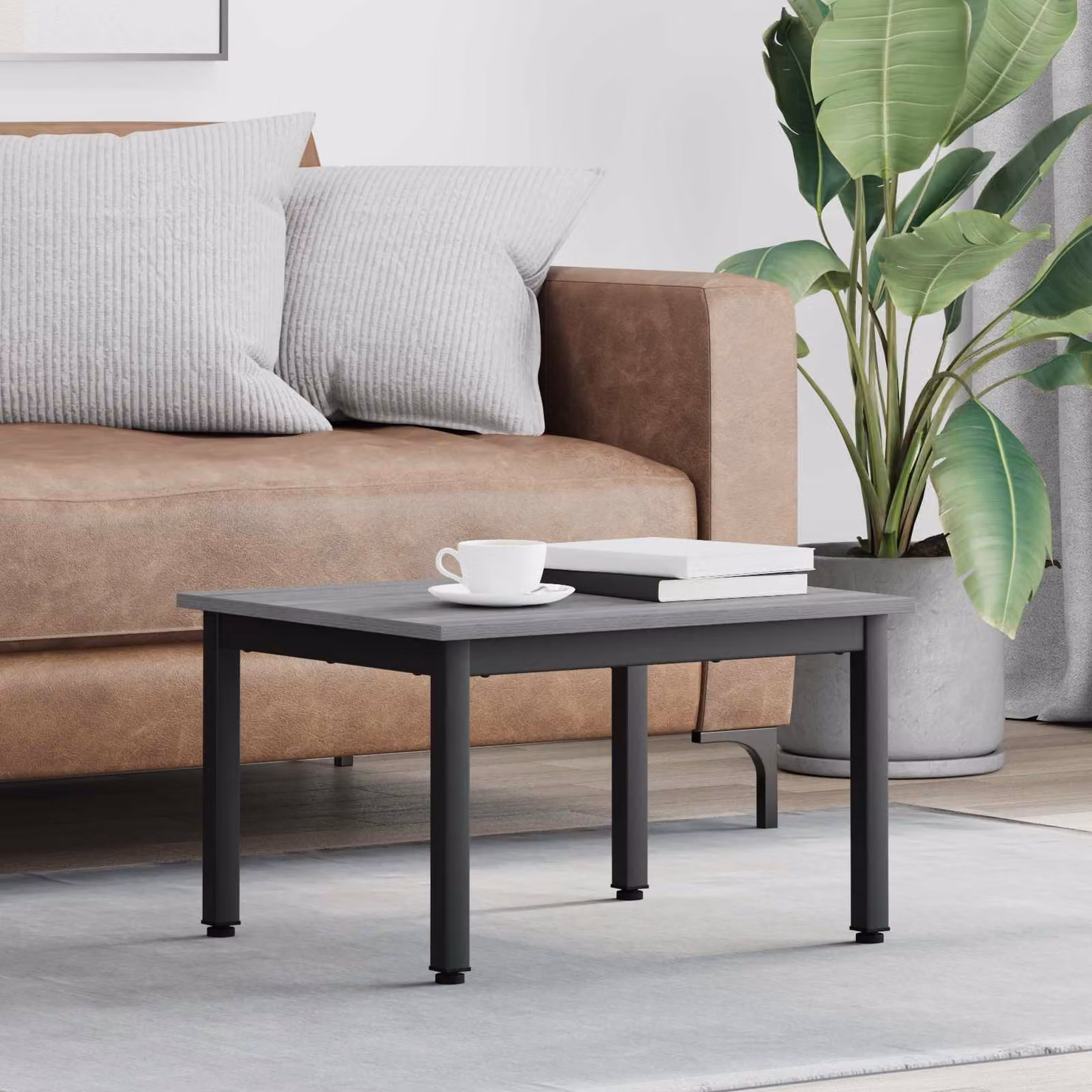 vidaXL Tavolino da salotto moderno rettangolare grigio L/P/H: 60 x 50 x 36 cm