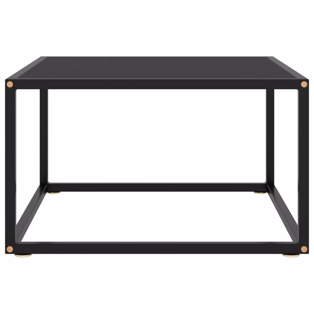 vidaXL Tavolino nero con vetro nero 60x60x35 cm