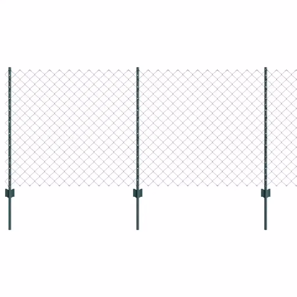 Recinzione a maglie con palo in acciaio zincato verde vidaXL L: 2,6 m, H: 1 m – 2