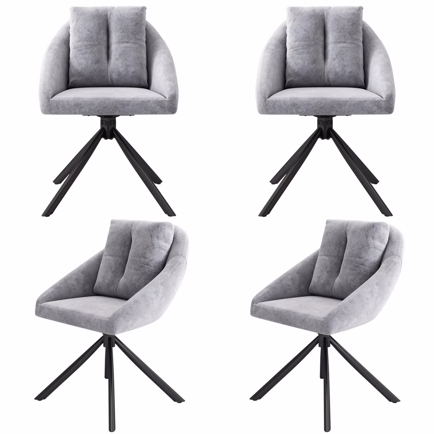 SWeiko sedia da pranzo sedia di velluto sedia imbottita sedia girevole, tessuto di velluto traspirante, design ergonomico, 4 pezzi, grigio