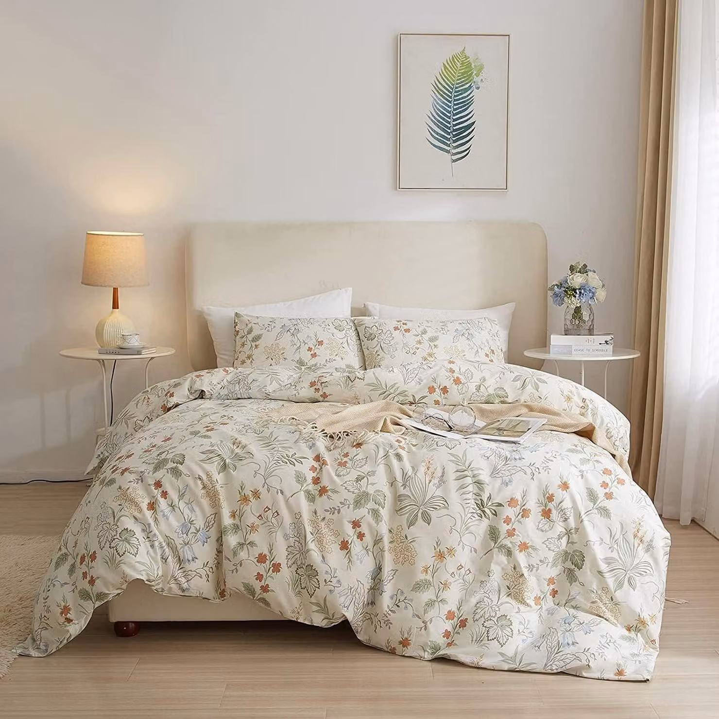 Solidchoice - Set di lenzuola con copripiumino a tema floreale, per letto a una piazza e mezza (Twin XL)