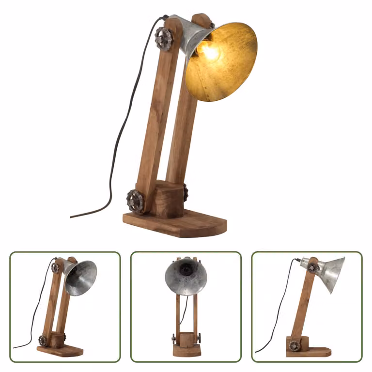 The Living Store Lampada da scrivania 25 W argento vintage 23x13x52 cm E27