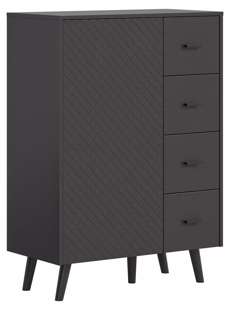 Credenza Linea 4 cassetti 1 anta grigio opaco.