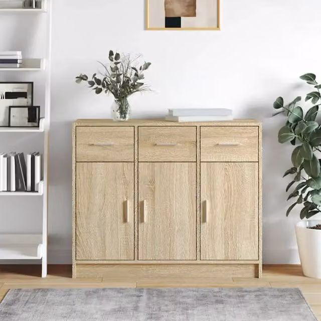 Credenza Buffet Armadio da Cucina Design Mania in Legno Rovere, L 91 cm x P 28 cm x H 75 cm