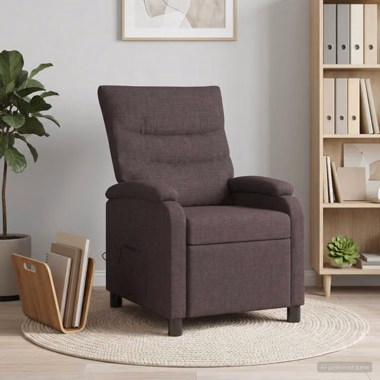 vidaXL Poltrona Relax Recliner in Tessuto Marrone con Braccioli per Adulti