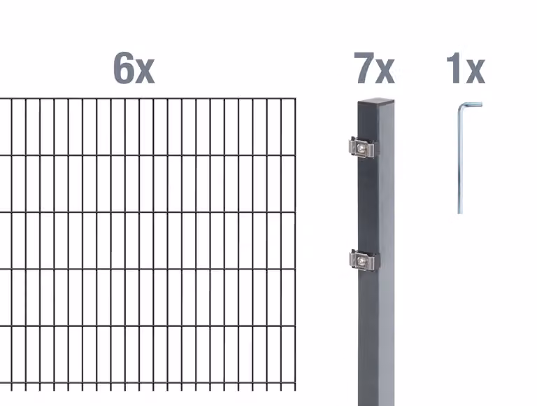 Alberts 650629 Recinzione a doppia rete metallica come set completo di 14 pezzi, antracite, altezza 80 cm, lunghezza 12 m