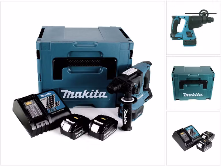 Trapano a percussione a batteria Makita DHR 242 RFJ 18V 2.0J SDS-plus Brushless + 2x batteria ricaricabile 3.0Ah + caricabatterie + Makpac