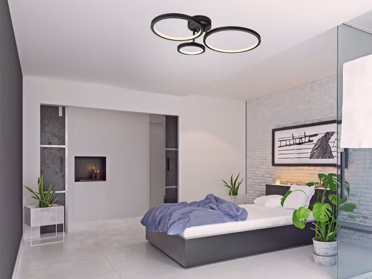 Lampada da soffitto a LED orientabile, regolabile tramite interruttore, lampada da soggiorno nera