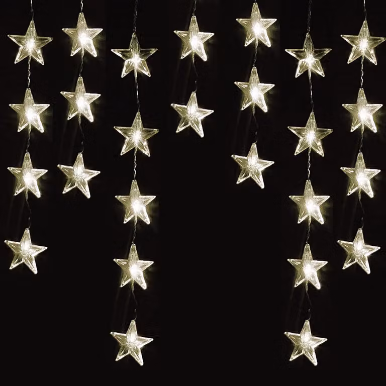 40 LED stelle a tenda luci da interno ed esterno bianco caldo