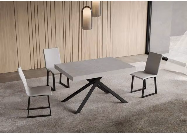 Tavolo allungabile Niket ITAMOBY con telaio a X in metallo Antracite e piano Cashmere, L: 140-244 cm, P: 90 cm
