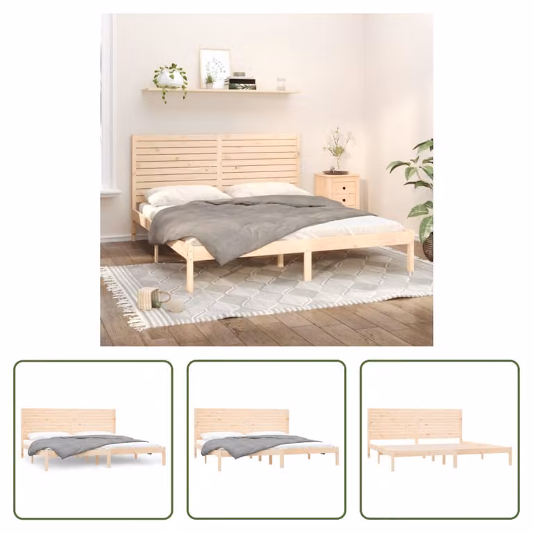 The Living Store Letto in legno massiccio 180x200 cm
