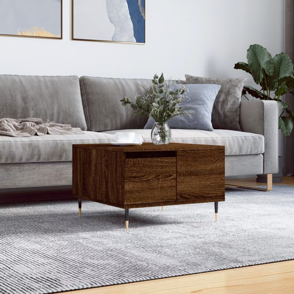 vidaXL Tavolino da Salotto Moderno in Rovere Marrone, L/P/H: 55 x 55 x 36,5 cm