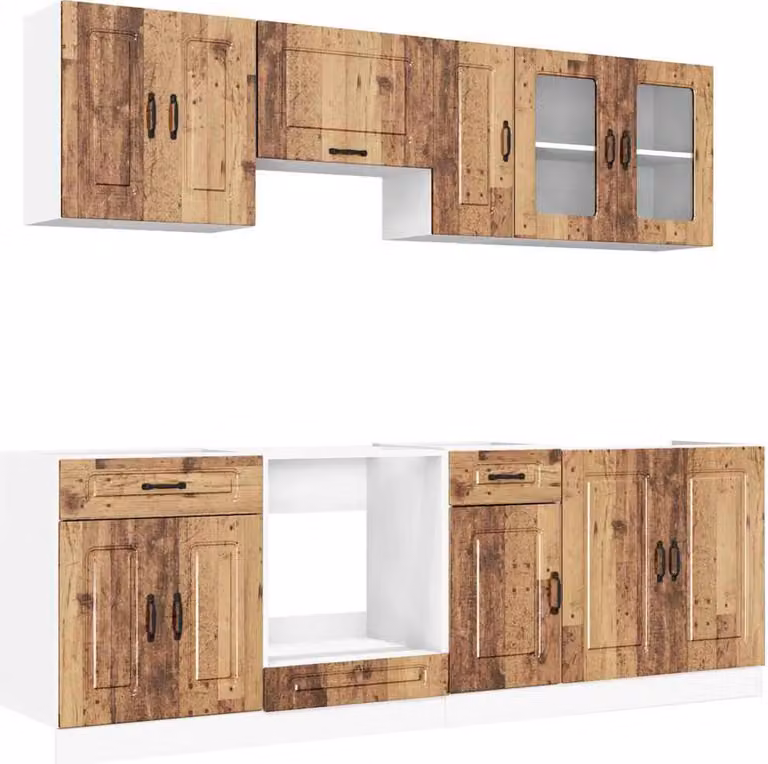 Set Mobili da Cucina 8 pz Kalmar Legno Vecchio in Truciolato