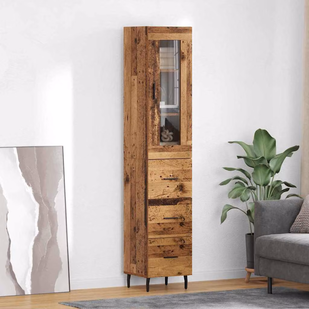 Credenza moderna vidaXL in legno ingegnerizzato color marrone, L/P/H: 34,5 x 34 x 180 cm