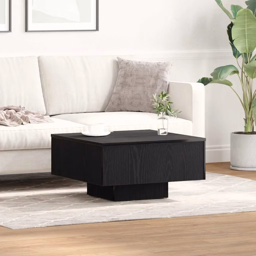 vidaXL Tavolino da salotto moderno in rovere e nero, L/P/H: 60 x 60 x 31,5 cm
