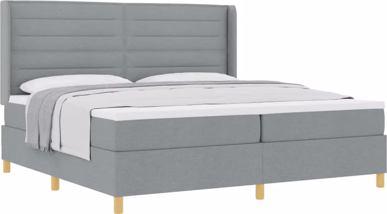 Letto a molle con materasso Grigio chiaro 200 x 200 cm Tessuto
