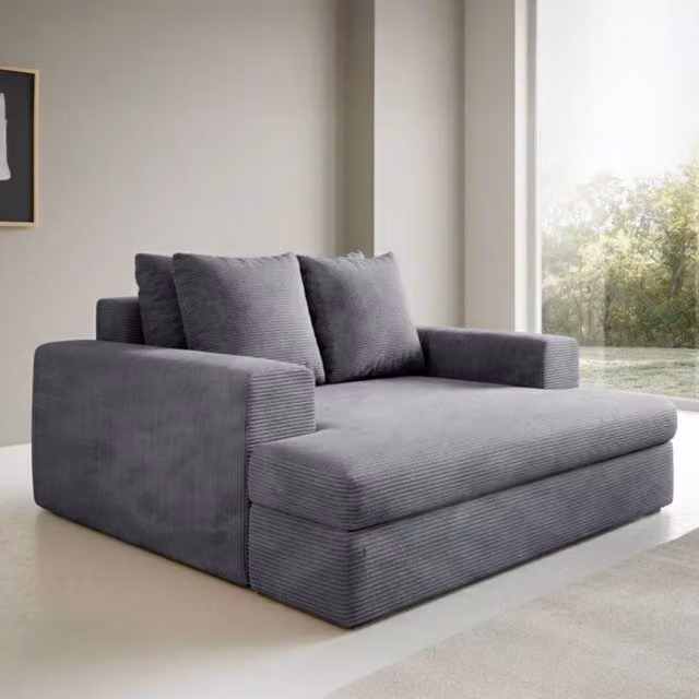 Divano DMORA a 2 posti moderno con cuscini sfoderabili in tessuto grigio, L: 162 cm, P: 167 cm, H: 86 cm