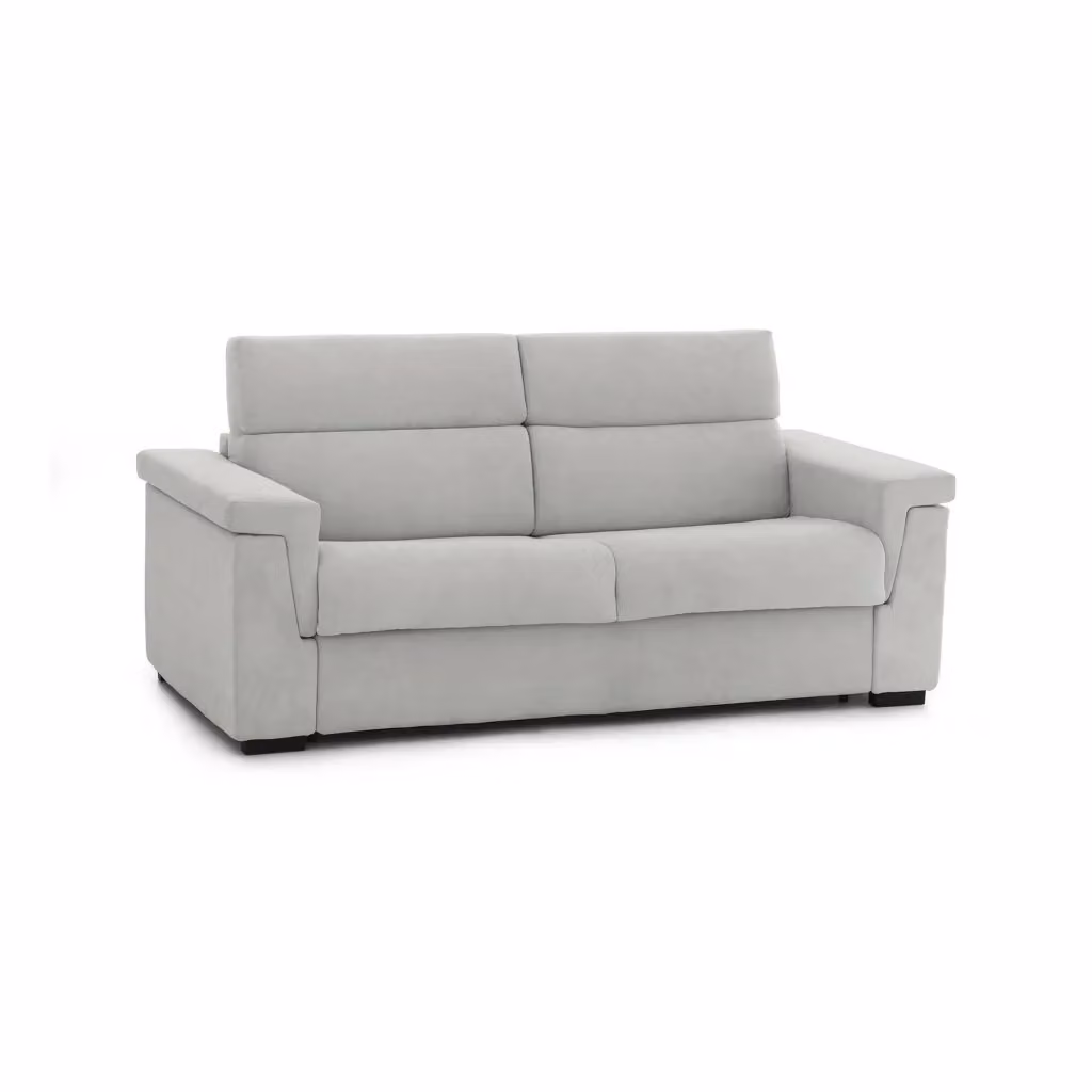 Divano Letto Rigolato DMORA a 2 Posti con Coperture Sfoderabili, Grigio Chiaro, L: 185 cm, P: 95 cm – 2