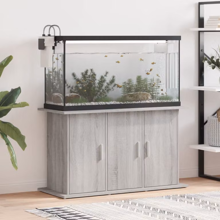 vidaXL Supporto Acquario Moderno in Legno e MDF Grigio L: 101 cm, P: 41 cm, H: 58 cm
