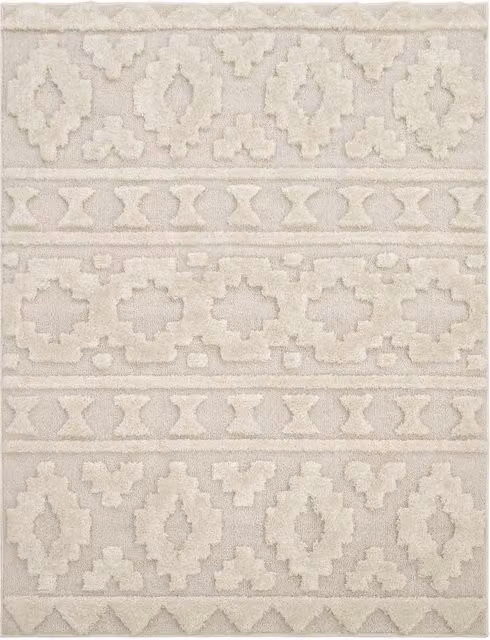 Tappeto Geneva beige con effetto alto-basso, design moderno a rombi, L: 100 cm, P: 60 cm – 1
