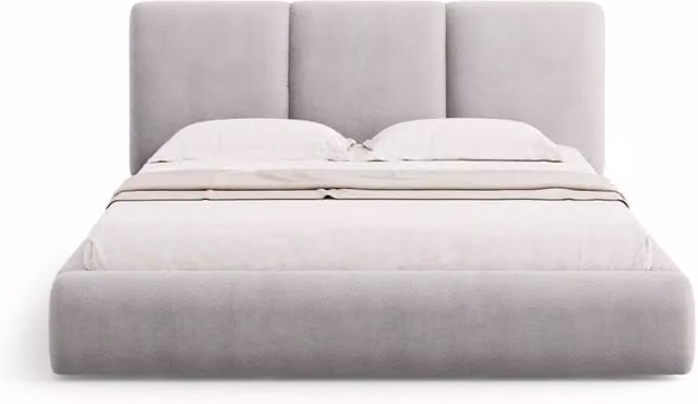 Letto con cassettone e testiera Nicolas di Cosmopolitan Design in ciniglia grigio chiaro L/P: 200 x 200 cm