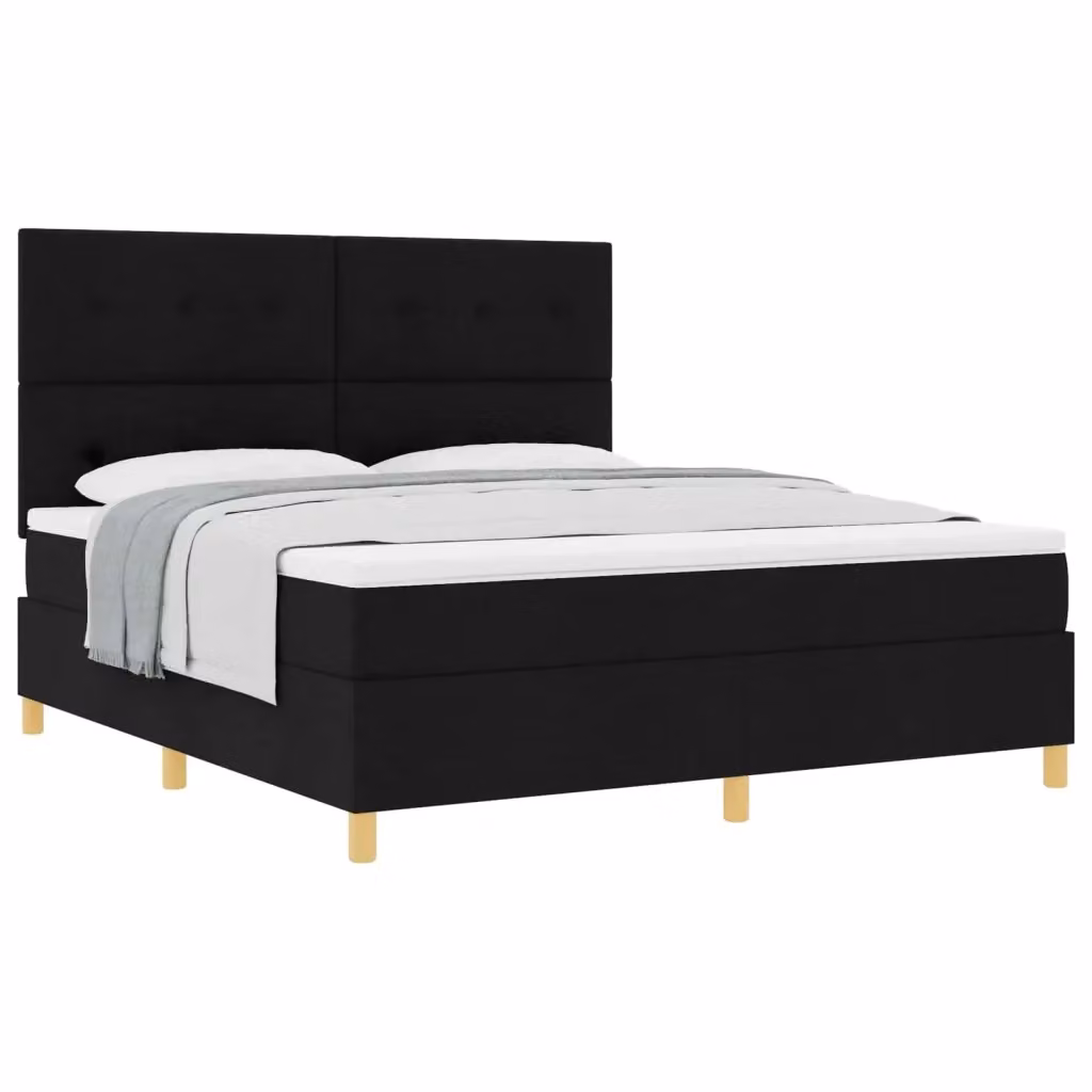 Letto a molle con testiera vidaXL in tessuto nero L: 180 cm, P: 200 cm – 2
