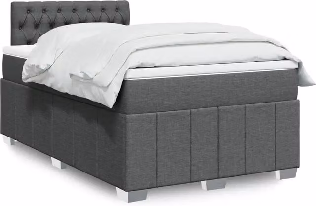Letto a molle con materasso ibrido vidaXL in tessuto grigio e bianco L/P/H: 120 x 190 x 100,5 cm – 1