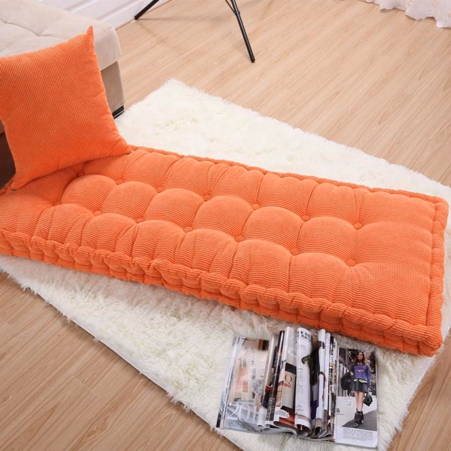 Cuscino per panchina da esterno, 55 x 170 cm, colore arancione, per panchine da giardino