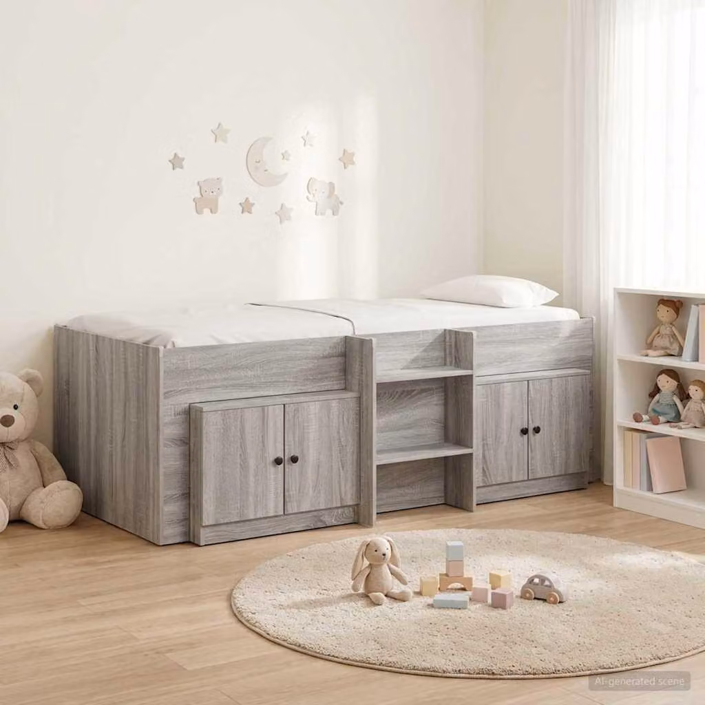 Maison Exclusive - Struttura letto a soppalco con armadio, realizzata in legno laminato color Sonoma grigio, confezione da 3 pezzi