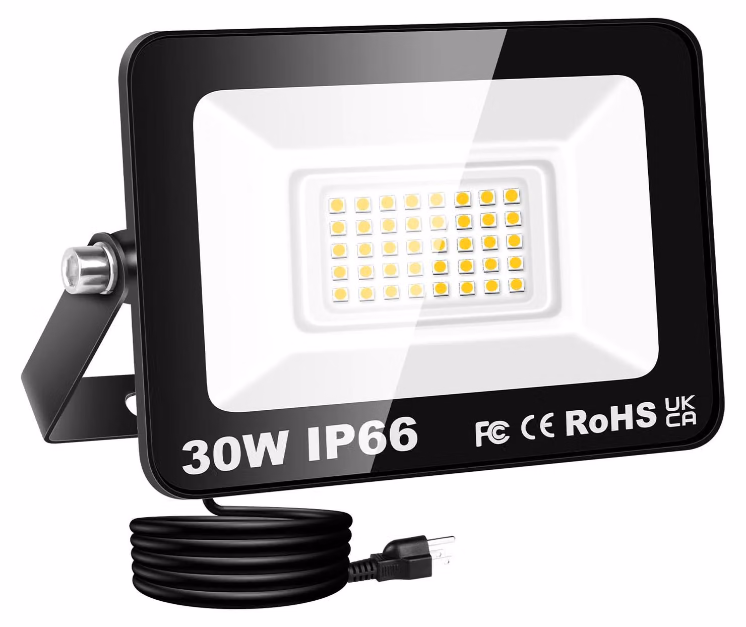 Faretto a LED da 30W, 3000K, luce bianco caldo, con spina, grado di protezione IP66