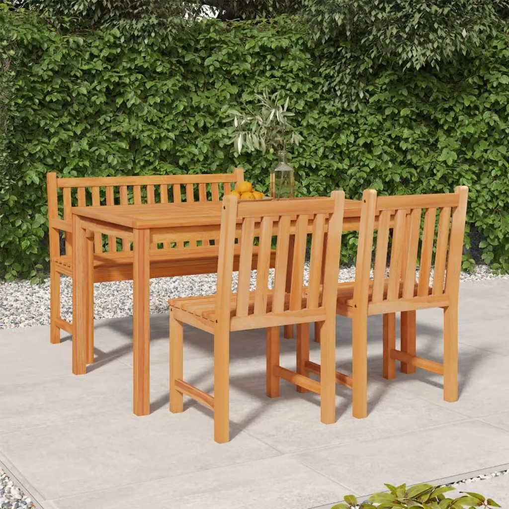 Maison Exclusive - Set da pranzo da giardino in teak massiccio, 4 pezzi