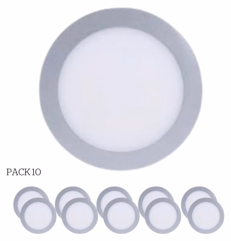 Easy Circular: 10 faretti a LED integrati, temperatura di colore 6000K, per illuminazione direzionale, con interruttore on/off, diametro 22,5 cm, colore grigio