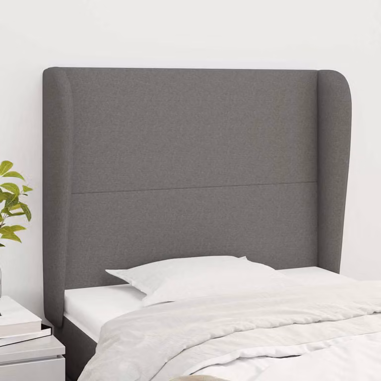 Testiera ad orecchio vidaXL in tessuto grigio con struttura in legno L: 83 cm, P: 23 cm, H: 118-128 cm
