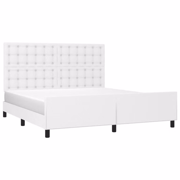 Giroletto con Testiera Bianco 180x200 cm in Pelle finta