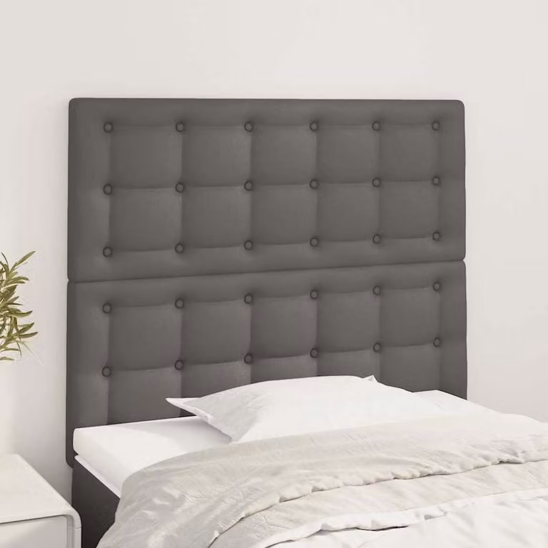 Testiera per letto vidaXL in similpelle grigia con struttura in legno, L: 80 cm, P: 5 cm, H: 118-128 cm